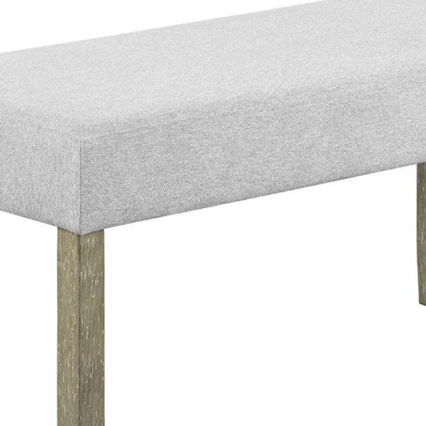 BM340155_2_d5071de5-0402-4688-9e7b-3b6668a04609 Koji Dining Bench, Gray Fabric Padded Seat, Brown Wood Frame, 42 Inch