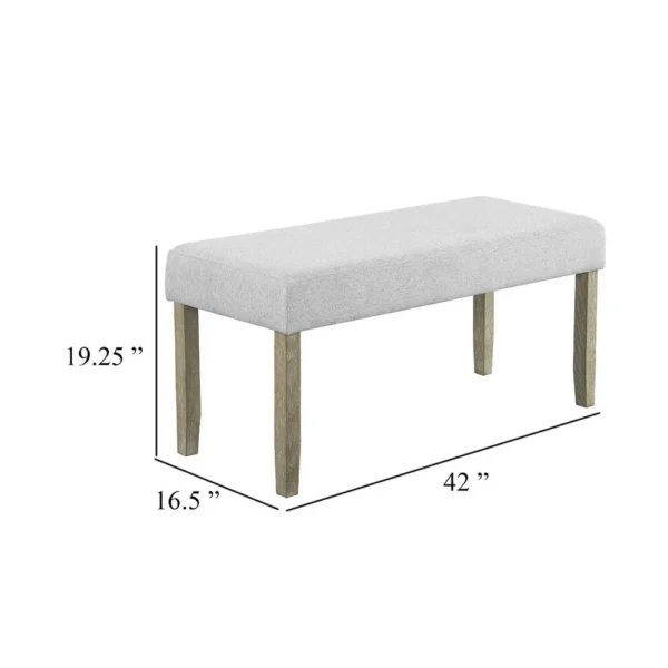 BM340155_4_d9fff1b1-ae51-4099-a938-03395bce9dae Koji Dining Bench, Gray Fabric Padded Seat, Brown Wood Frame, 42 Inch