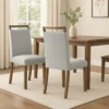 BM340156_5 Koji Dining Chair Set of 2, Gray Fabric Padded Seat, Brown Wood Frame