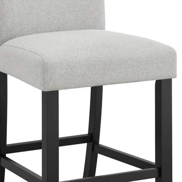 Riac Set of 2 Counter Height Chairs, Black Wood, Dove Gray Fabric Seat