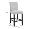 Riac Set of 2 Counter Height Chairs, Black Wood, Dove Gray Fabric Seat