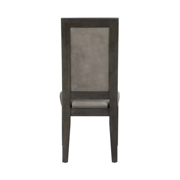 Jefy Side Dining Chair Set of 2, Gray Faux Leather, Espresso Brown Wood