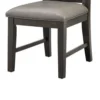 Jefy Side Dining Chair Set of 2, Gray Faux Leather, Espresso Brown Wood