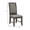 Jefy Side Dining Chair Set of 2, Gray Faux Leather, Espresso Brown Wood