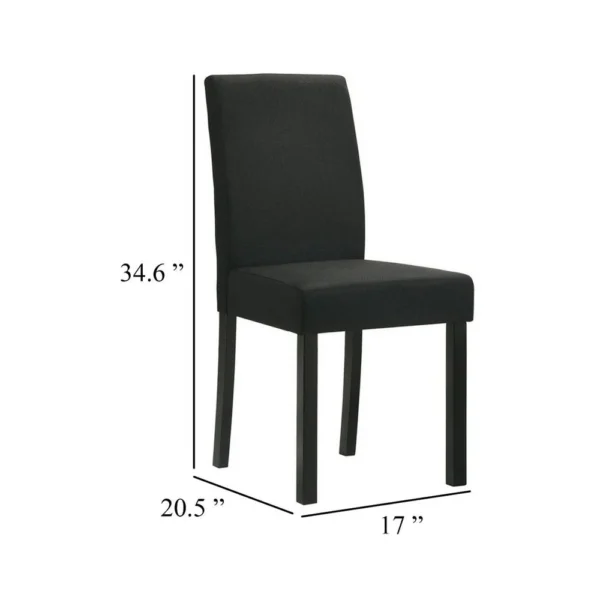 Lyoi Dining Chair Set of 2, Gray Padded Fabric Seat, Brown Wood Legs