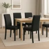 Lyoi Dining Chair Set of 2, Gray Padded Fabric Seat, Brown Wood Legs