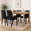 Lyoi Dining Chair Set of 2, Gray Padded Fabric Seat, Brown Wood Legs