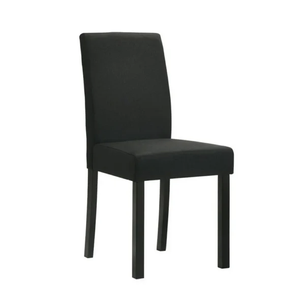 Lyoi Dining Chair Set of 2, Gray Padded Fabric Seat, Brown Wood Legs
