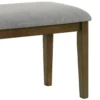Lyoi Dining Bench, 47 Inch Gray Rectangular Fabric Seat, Brown Wood
