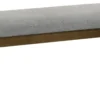 Lyoi Dining Bench, 47 Inch Gray Rectangular Fabric Seat, Brown Wood