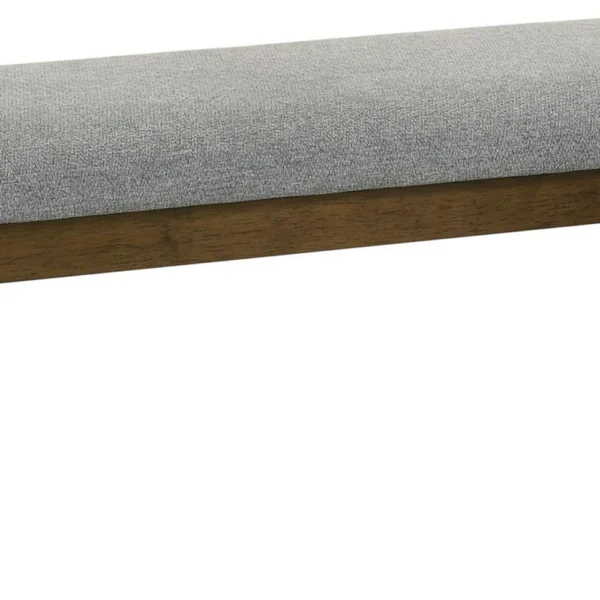 Lyoi Dining Bench, 47 Inch Gray Rectangular Fabric Seat, Brown Wood