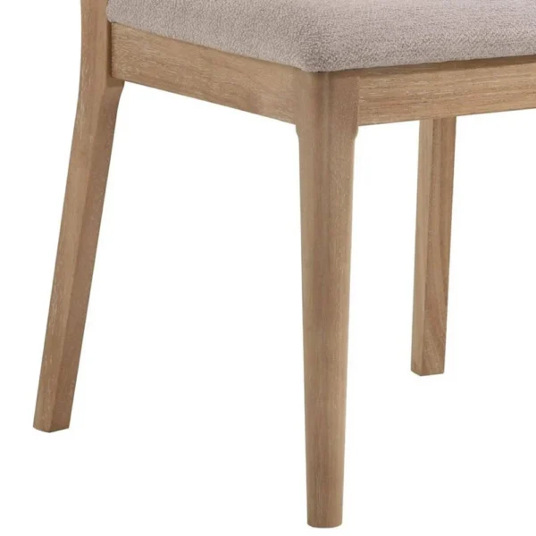 Aruk Dining Chair Set of 2, Khaki Padded Fabric Seat, Brown Wood Legs