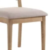 Aruk Dining Chair Set of 2, Khaki Padded Fabric Seat, Brown Wood Legs