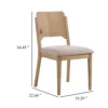 Aruk Dining Chair Set of 2, Khaki Padded Fabric Seat, Brown Wood Legs