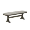 Omal Dining Bench, Brown Wood, 53 Inch Rectangular Gray Fabric Seat