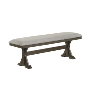 BM340168_a7341b90-d514-49dd-97b5-1936f694e75f Omal Dining Bench, Brown Wood, 53 Inch Rectangular Gray Fabric Seat