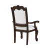 Cary Dining Armchair Set of 2, Beige Linen, Scrolled Coffee Brown Wood