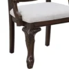 Cary Dining Armchair Set of 2, Beige Linen, Scrolled Coffee Brown Wood