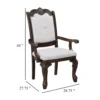 Cary Dining Armchair Set of 2, Beige Linen, Scrolled Coffee Brown Wood