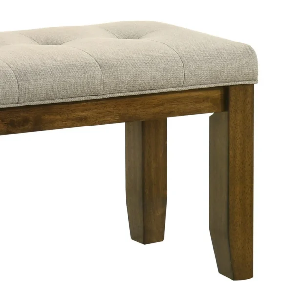 BM340173_1_bae56b2e-7e90-44d6-9a5f-25e4bf2d36eb Liyo Dining Bench, Tufted Beige Upholstery Seat, Brown Wood, 48 Inch