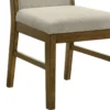 Liyo Set of 2 Side Dining Chairs, Brown Wood Frame, Beige Fabric Seating