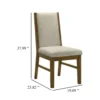 Liyo Set of 2 Side Dining Chairs, Brown Wood Frame, Beige Fabric Seating