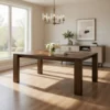 BM340175_7 Liyo Dining Table, 71 Inch Rectangular Brown Wood Top, Block Legs