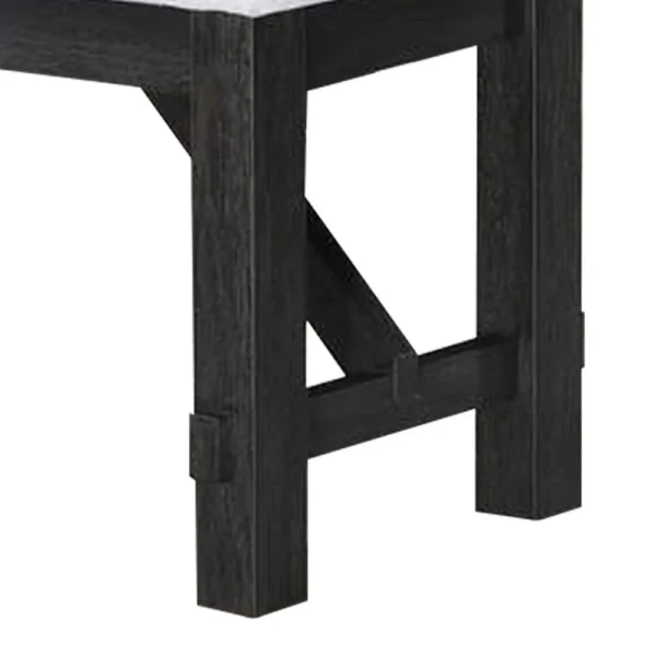Riby 48 Inch Dining Bench, Black Wood Body, Gray Linen Padded Seat