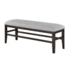 Hiun Dining Bench, Dove Gray Padded Seat, Oak Brown Wood, 50 Inch