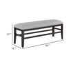Hiun Dining Bench, Dove Gray Padded Seat, Oak Brown Wood, 50 Inch