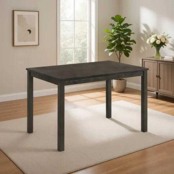 BM340197_6 Muly Dining Table, 43 Inch Rectangular Top, Gray-Brown Wood Legs