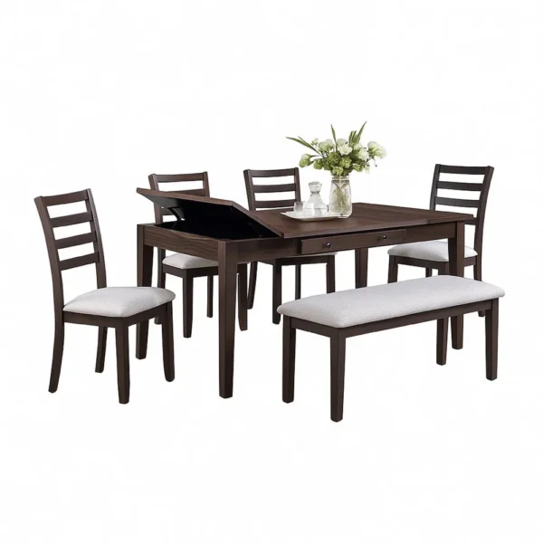 BM340202_1_6d523da5-93b2-4da2-9bf0-13bf43a58130 Wogy Side Dining Chair Set of 2, Brown Wood Ladder Backrest, Off White Seats