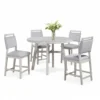 Bovo Counter Height Dining Chair Set of 2, Dove Gray, White Wood