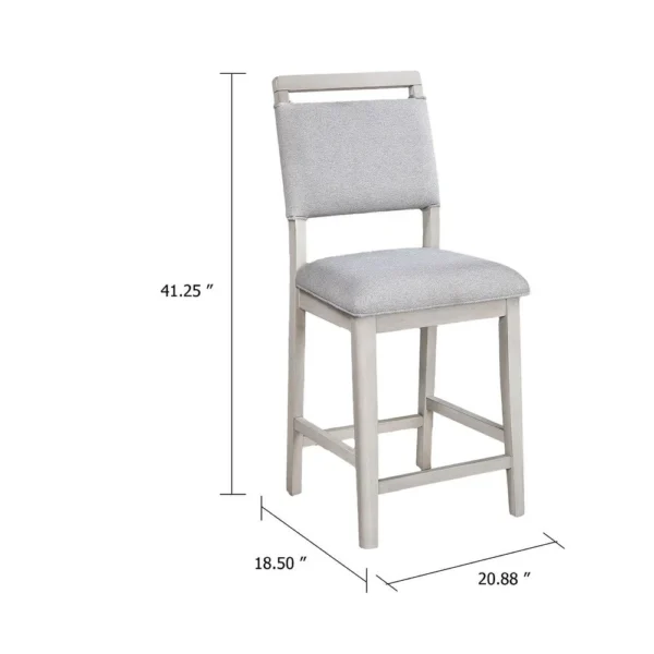 Bovo Counter Height Dining Chair Set of 2, Dove Gray, White Wood