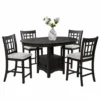 Mipo Counter Height Dining Table, Black Wood, 42-60 Inch Extendable Top