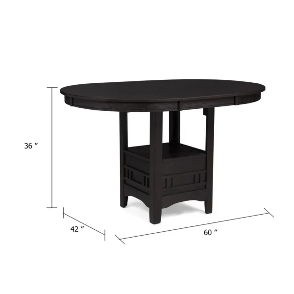 Mipo Counter Height Dining Table, Black Wood, 42-60 Inch Extendable Top