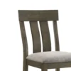 Omal Counter Height Dining Chair Set of 2, Brown Slatted Back, Gray Fabric