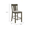 Omal Counter Height Dining Chair Set of 2, Brown Slatted Back, Gray Fabric