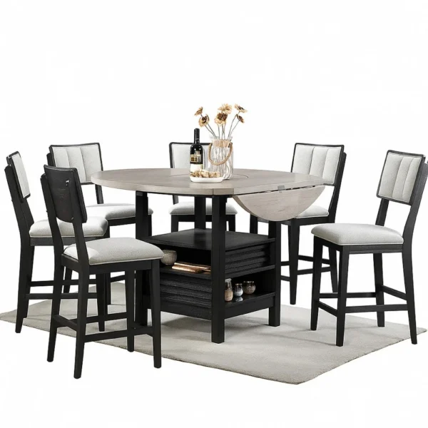 BM340219_1_c482edd8-9f9f-4ca7-8e47-fdcc215e5c03 Kliu Counter Height Chair Set of 2, Light Gray Fabric, Black Wood Frame