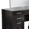 BM340350_2 Vaz 3pc LED Mirror Vanity Table Set w Padded Stool, Glass Top, Gray