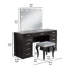 BM340350_4 Vaz 3pc LED Mirror Vanity Table Set w Padded Stool, Glass Top, Gray