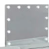 Vaz 3pc LED Mirror Vanity Table Set, Glass Top, Padded Stool, White