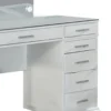 Vaz 3pc LED Mirror Vanity Table Set, Glass Top, Padded Stool, White