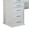 Vaz 3pc LED Mirror Vanity Table Set, Glass Top, Padded Stool, White