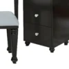 BM340354_3 Gena 3pc Vanity Set with Stool, Glass Top Table, LED Mirror, Obsidian Gray