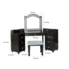 BM340354_4 Gena 3pc Vanity Set with Stool, Glass Top Table, LED Mirror, Obsidian Gray