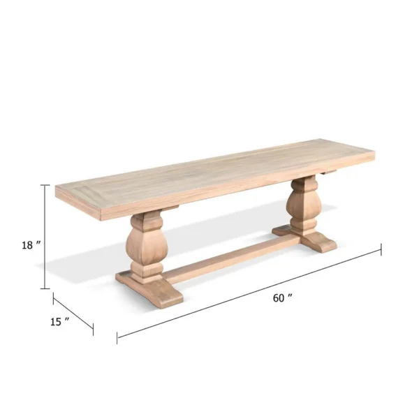 BM340357_4_03f5abca-6019-4ea2-9acf-f320e68a0f06 Anna Dining Bench, 60 Inch, Double Pedestal, Wheat Brown Solid Wood