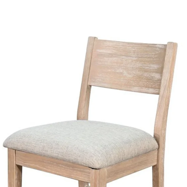 Casy Counter Height Chair Set of 2, Gray Cushion, Natural Brown Solid Wood