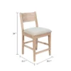 Casy Counter Height Chair Set of 2, Gray Cushion, Natural Brown Solid Wood