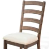 Yael Ladderback Dining Chair Set of 2, White Seat, Brown Solid Mahogany